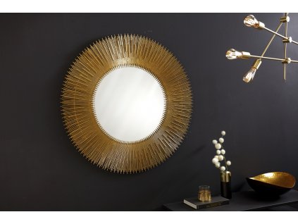 Designové kulaté zrcadlo Sunshine 92cm kov, zlaté