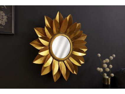 Designové kulaté zrcadlo Sunflower 60cm kov, zlaté