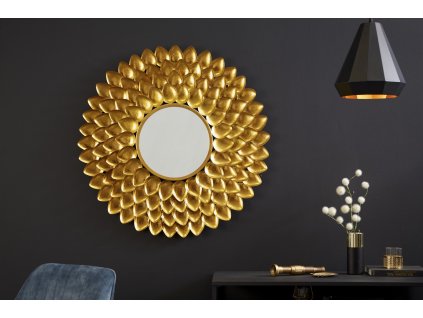 Designové kulaté zrcadlo Flower 90cm zlaté, kovové