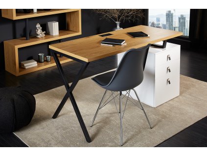 Stylový psací stůl Studio 140cm dub s bílými zásuvkami