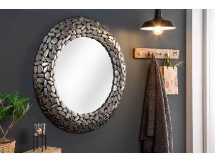 Stylové kulaté nástěnné zrcadlo Stoneridge 82cm stříbrné