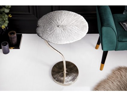 Designový příruční stolek leaf 40cm stříbrný