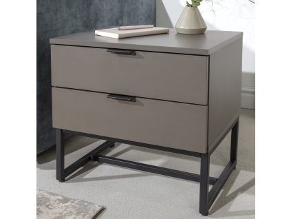 Stylový noční stolek Dusty 50cm šedý se zásuvkami