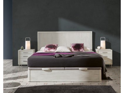 Skandinávská postel Malmo BÍLÝ DUB 90-200cm s úložným prostorem