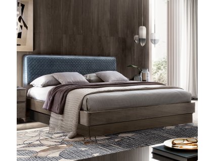 Moderní čalouněná postel Lauren Silver II 160/180cm s úložným prostorem a LED osvětlením