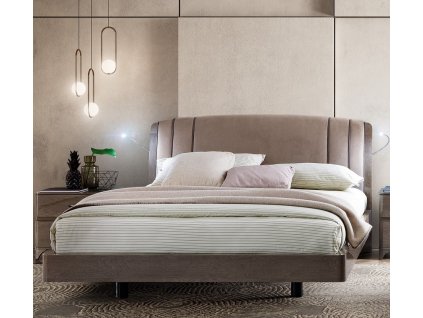 Luxusní manželská postel Lauren s čalouněným čelem a nerezovými doplňky. Varianta pro matraci 160 a 180 cm.