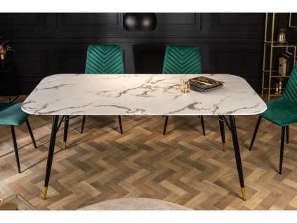 Luxusný jedálenský stôl Aura 140cm biely mramor