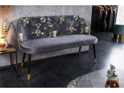 Designová čalouněná lavice Flower 130cm šedý samet