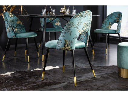 Designová židle Flower tyrkys samet