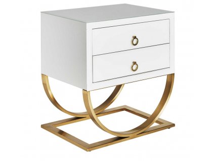 Designový noční stolek Brujo 55cm bílá/zlatá Art Deco styl