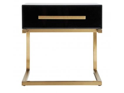Stylový noční stolek Brujo 50cm černá/zlatá Art Deco styl