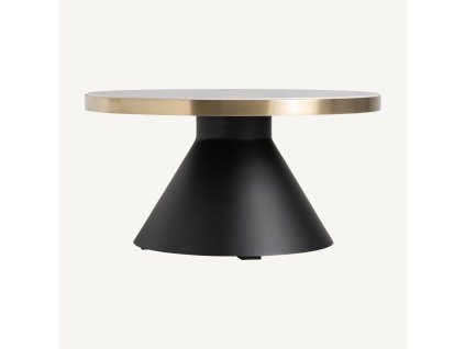 Stylový konferenční stolek Brujo 80cm černá/zlatá/bílý mramor Art Deco styl