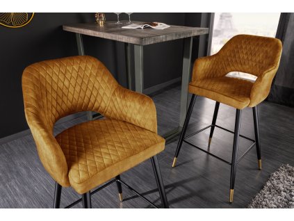Designová barová židle Patty hořčičná žlutá