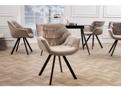 Designová židle Dutch champagne samet