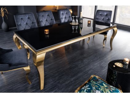 Luxusní jídelní stůl Gold Modern Barock 200cm černý