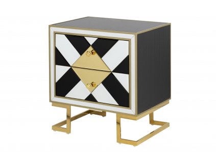 Designový noční stolek Pop Art Monaco 58cm zlatá zrcadlový nábytek