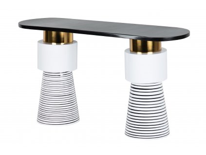 Luxusní konzolový stolek Pop Art Ring Stripes II 140cm bílá/černá kovový nábytek