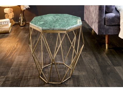 Luxusní odkládací stolek Domin 50cm smaragdově zelený mramor