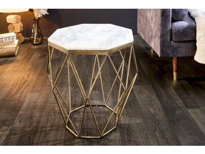 Luxusní odkládací stolek Domin 50cm bílý mramor