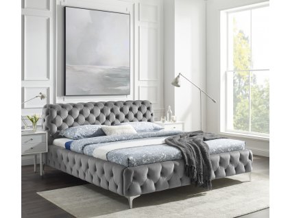 Luxusní čalouněná postel Modern Barock 180x200cm světle šedá