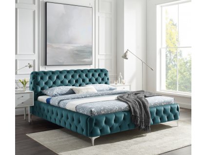 Luxusní čalouněná postel Modern Barock 180x200cm modrá