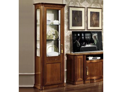 Klasická vitrína Ricardo 208cm jednodveřová ořech - levá