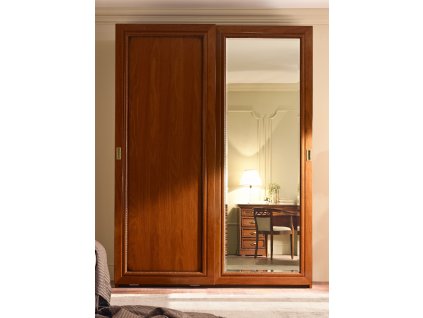 Klasická šatní skříň Ricardo Tia 252cm s posuvnými dveřmi a zrcadlem