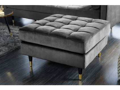 Designový šedý sametový taburet Lazzy 80 cm