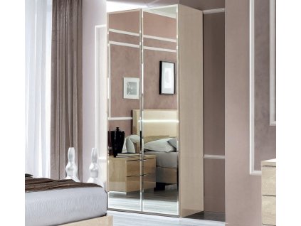 Moderní šatní skříň Lauren Sand 228cm dvoudveřová se zrcadly
