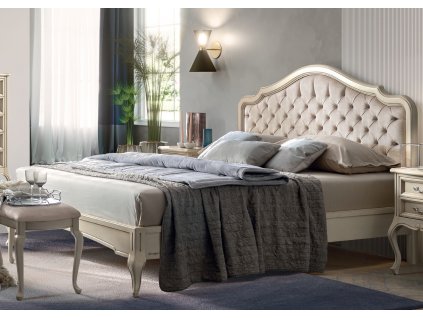 Luxusní zámecká postel Victoria 160/180cm bílá s krémovým čalouněním
