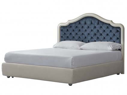 Luxusní zámecká postel Victoria II 160/180cm bílá s modrým čalouněním