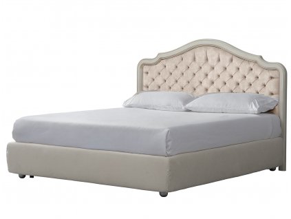 Luxusní postel Victoria s úložným prostorem bílá s krémovým čalouněním
