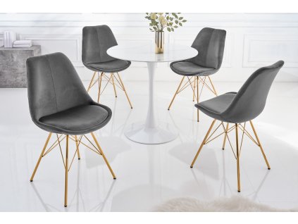 Designová jídelní židle Scandinavia Gold tmavě šedá samet