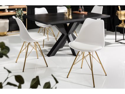 Designová jídelní židle Scandinavia Gold bílá ekokůže