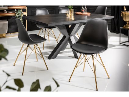 Designová jídelní židle Scandinavia Gold černá ekokůže