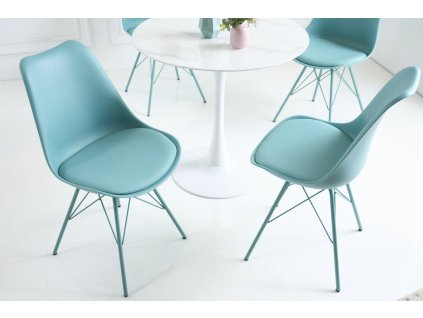 Designová jídelní židle Scandinavia X tyrkysová ekokůže