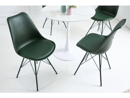 Designová jídelní židle Scandinavia X tmavě zelená ekokůže