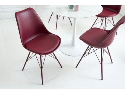 Designová jídelní židle Scandinavia X vínová ekokůže