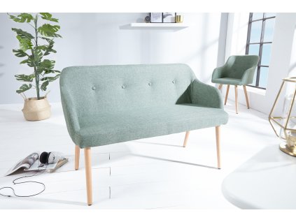 Designová čalouněná lavice Scandinavia 116cm světle zelená
