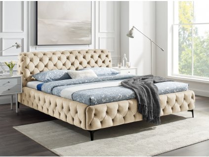 Luxusní čalouněná postel Modern Barock 160x200cm champagne