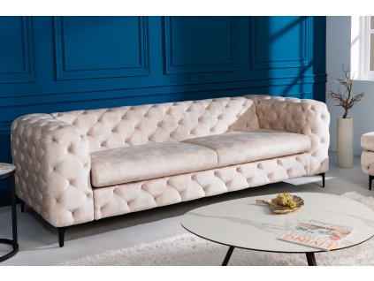 Luxusní chesterfield sedačka Modern Barock 235cm šampaň samet