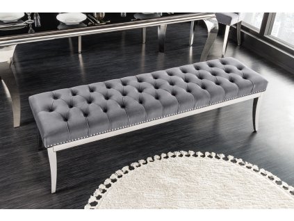 Luxusní chesterfield lavice Modern Barock 165cm šedá samet