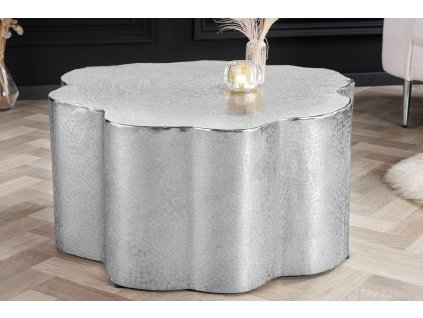 Stylový kovový konferenční stolek Marrin 70cm stříbrný