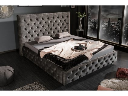 Luxusní postel Monique 180x200cm čalouněná-samet olivová šedá