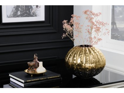 Stylová kovová váza Abstract 30cm zlatá