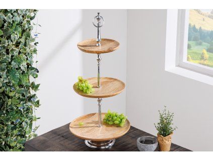 Servírovací stojan mango stříbrný třípatrový