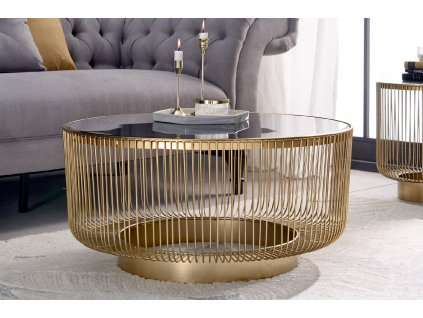 Designový kulatý konferenční stolek Varis 80cm zlatý