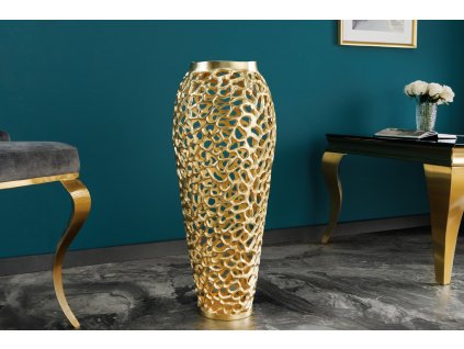 Designová kovová váza Esme 90cm zlatá