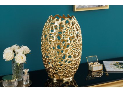 Designová kovová váza Esme II 40cm zlatá