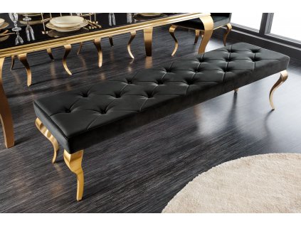 Luxusní čalouněná lavice Gold Modern Barock 170cm černá samet